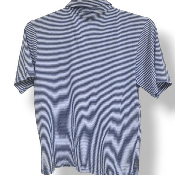 Johnnie O Polo Men Size 14 Blue And White Striped 100% Cotton - Picture 3 of 4